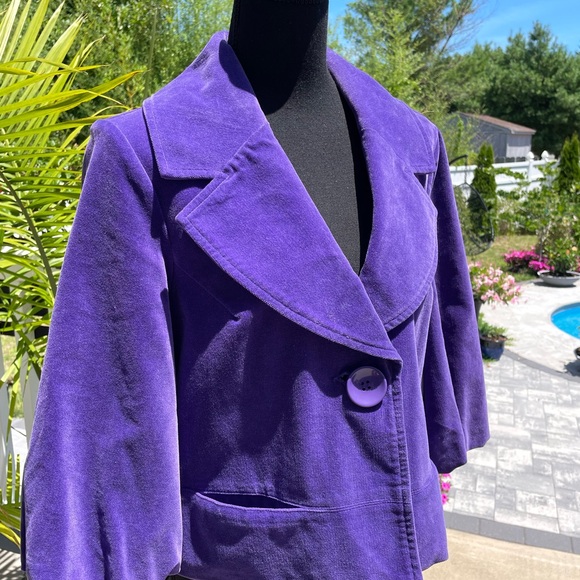 INC International Concepts Women's Violet Purple Velvet Swing Jacket Size Medium - Picture 2 of 10
